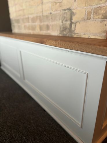 Front face of bench cabinet