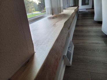 Live edge window bench
