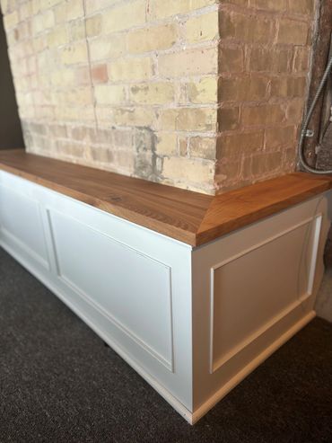 Far away right corner of bench cabinet