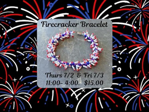 knot just beads
July bracelet
4th of July jewelry
make & take
diy
red white and blue
beads
