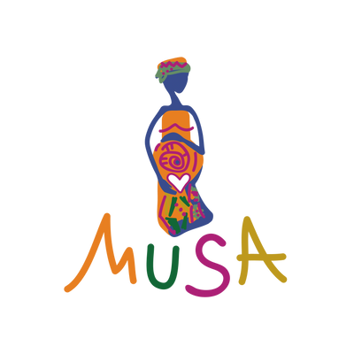 Colorful logo of a woman in traditional attire with the word 'MUSA'.
