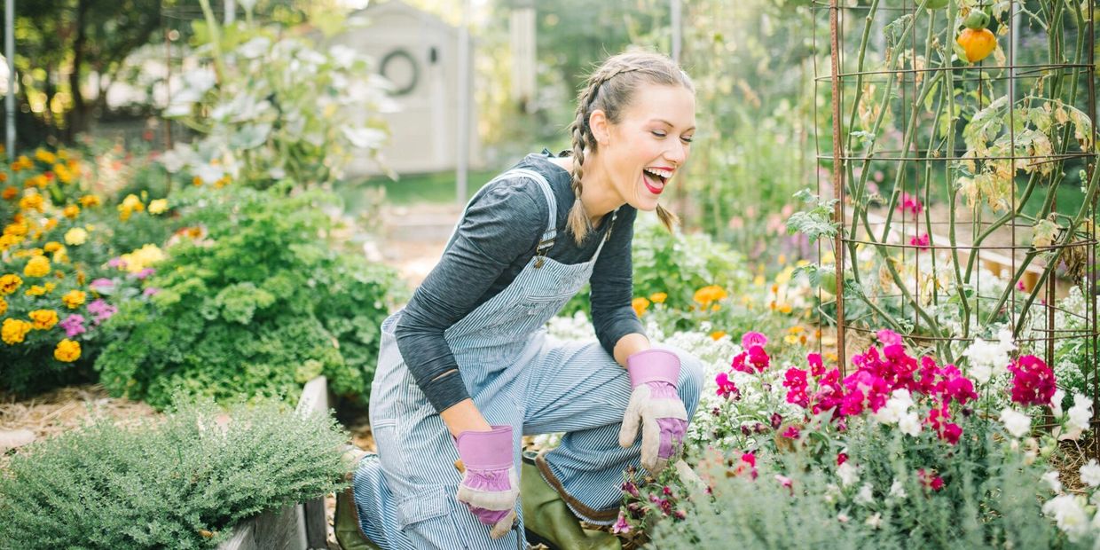 Gardener in a garden.