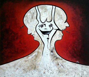Title : "Inside"
Medium : Mixed media on canvas 
(acrylic's,glitter)
Size : 31,5 x 27,5  in