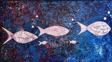 Title : "Roots"
Medium : Acrylic's on canvas
Size : 44 x 24,5 in