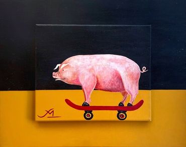 Title : "The Pig"
Medium : Acrylic's on canvas
