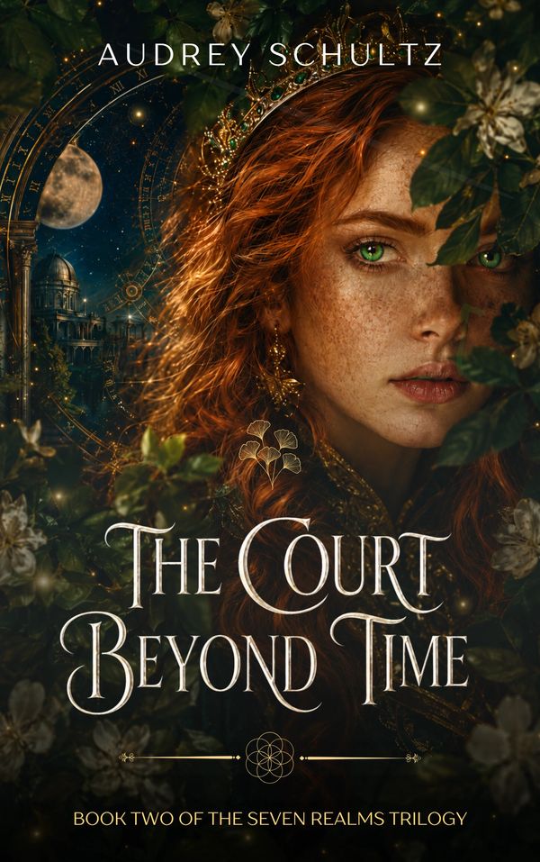 Book cover featuring a red-haired woman with green eyes and a golden crown.