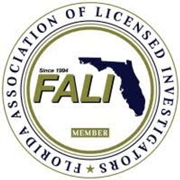 Logo of the Florida Association of Licensed Investigators with state map.