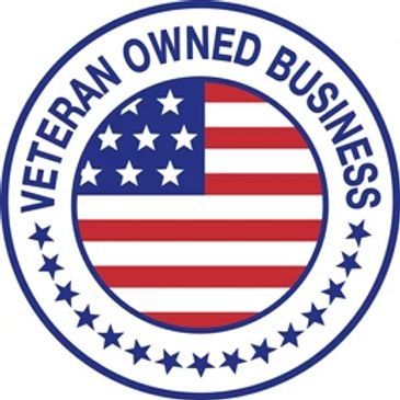 Logo indicating a veteran-owned business with American flag design.