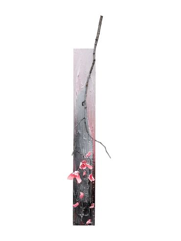 Jeff Alarie Magnolia I, contemporary floral wall sculpture with pink magnolia flowers