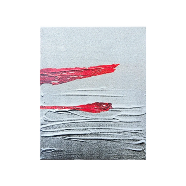 peinture abstraite expressive représentant un horizon rouge