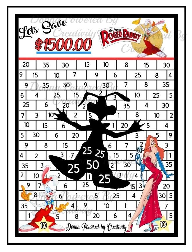 Roger Rabbit Slots Roger Rabbit 1500.00 Savings Challenge Full sheet