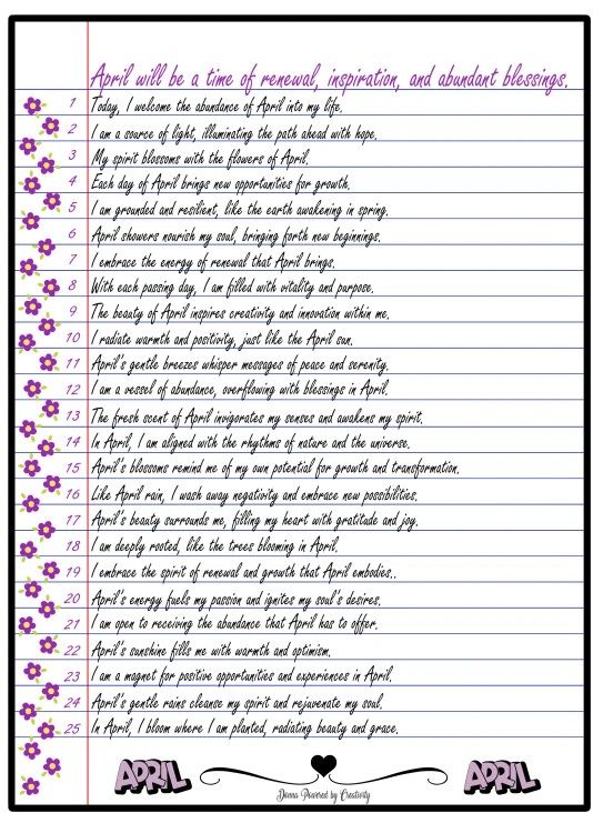 Planner Page April Affirmation