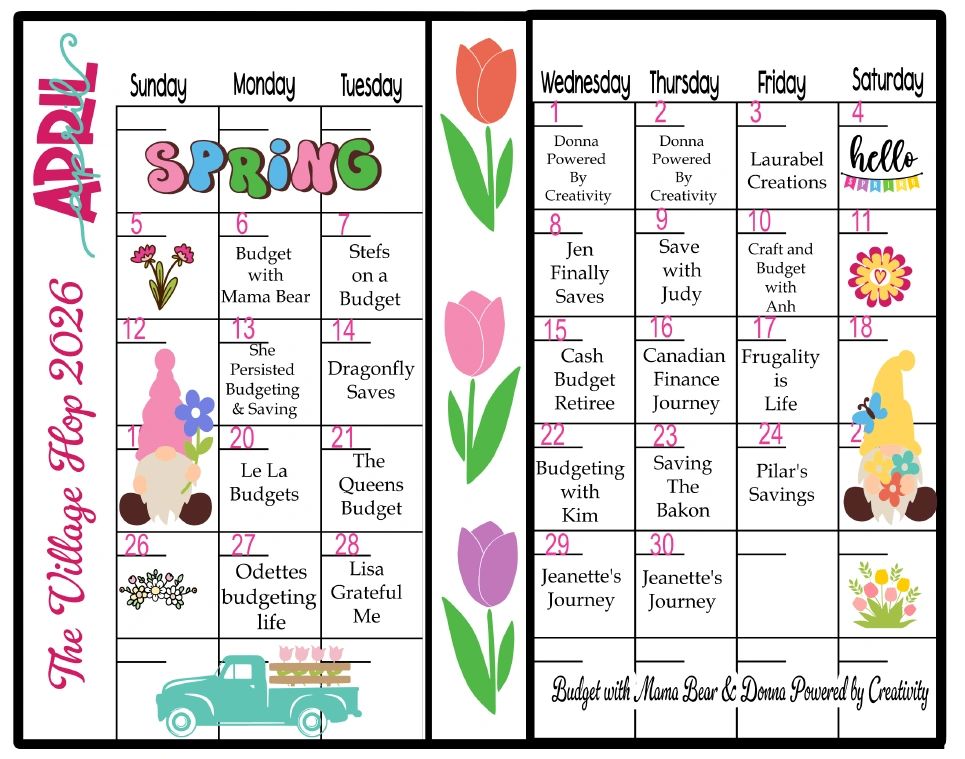 The Village Hop April 2026 Calendar