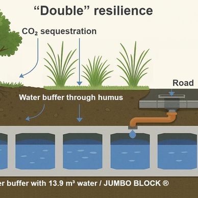 Double resilience. Technical details on how the system stores and reuses water.