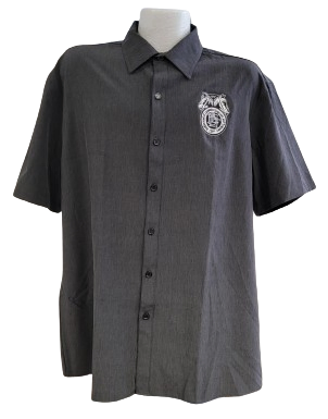 Men's Short Sleeve Chambray Dress Shirt - Heather Black