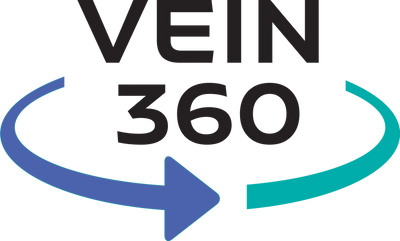 Logo with 'VEIN 360' text and a circular arrow design.