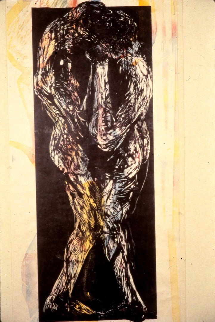 Plato's Cave
Woodcut on altered paper
70 x 38 in