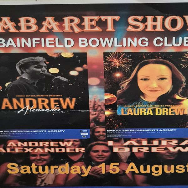 Cabaret show poster featuring Andrew Alexander and Laura Drew.
