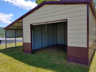 Viking Pole Barns metal combo garage and carport