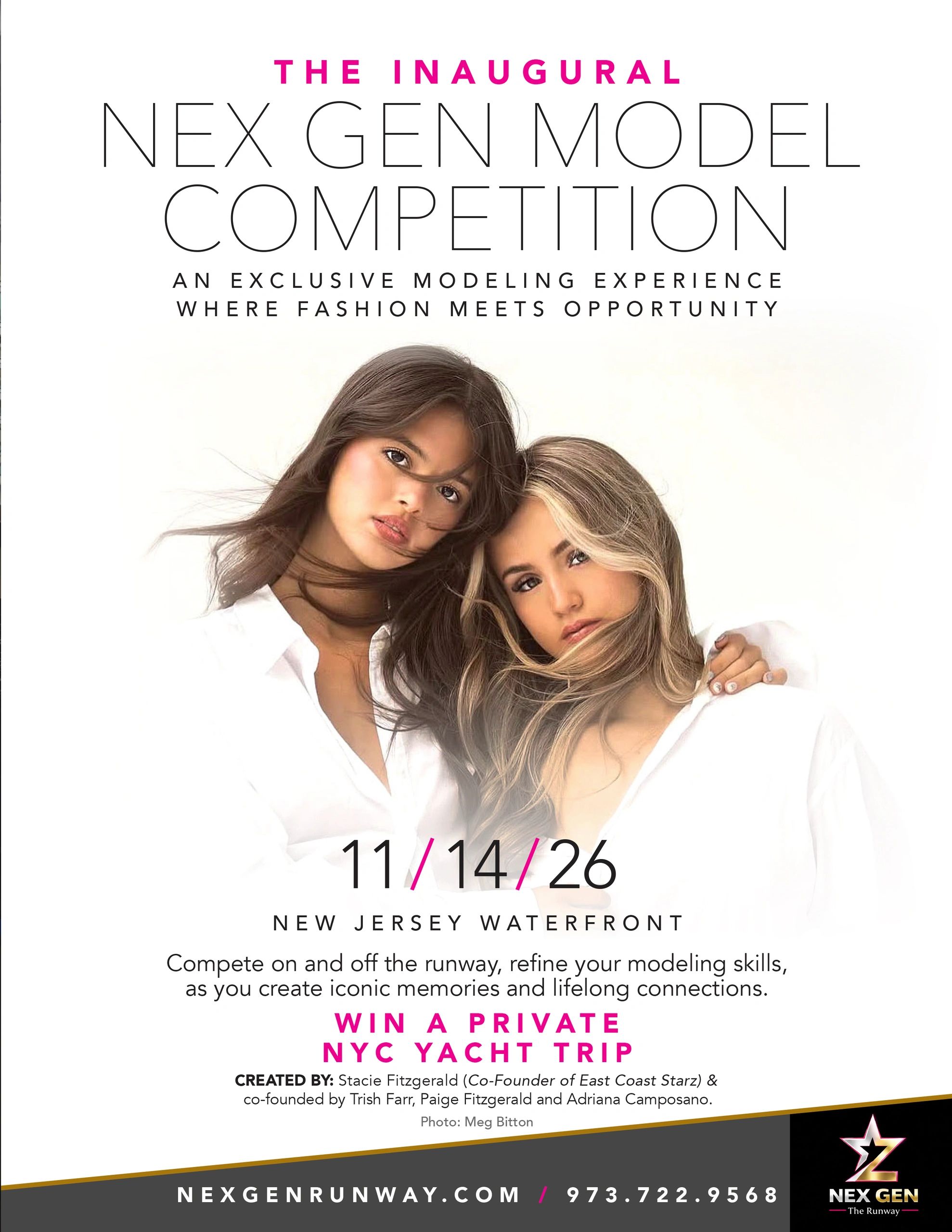 Inaugural Nex Gen Model Competition with a chance to win a private NYC yacht trip.