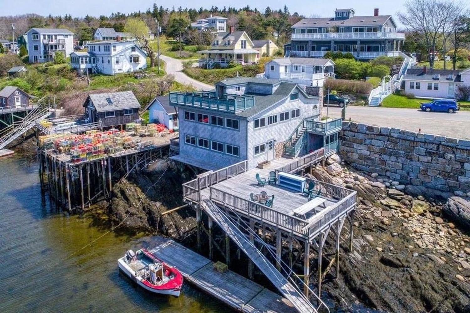 An aerial picture of North East Salt Water's facility in West Point Maine