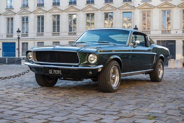 1968 Mustang in the famous Bullitt color scheme from the Steve McQueen movie of the same name.