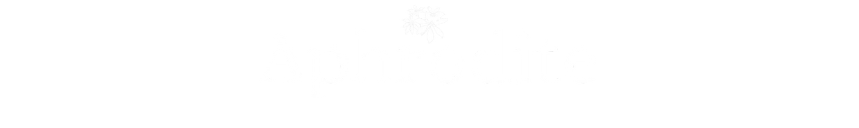 Logo of Aphrodite with a floral design above the text.