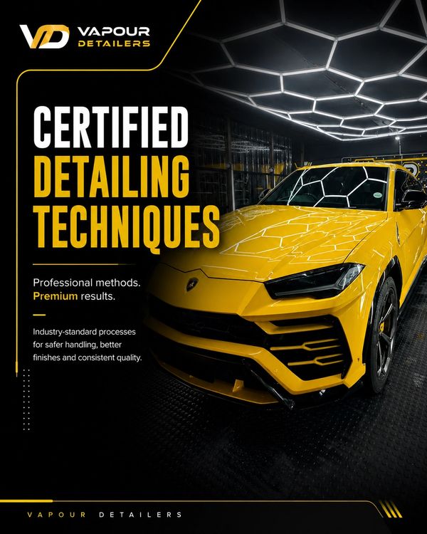 Yellow Lamborghini detailed with certified techniques by Vapour Detailers.