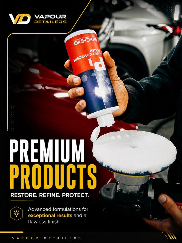 Applying polish compound onto detailing machine