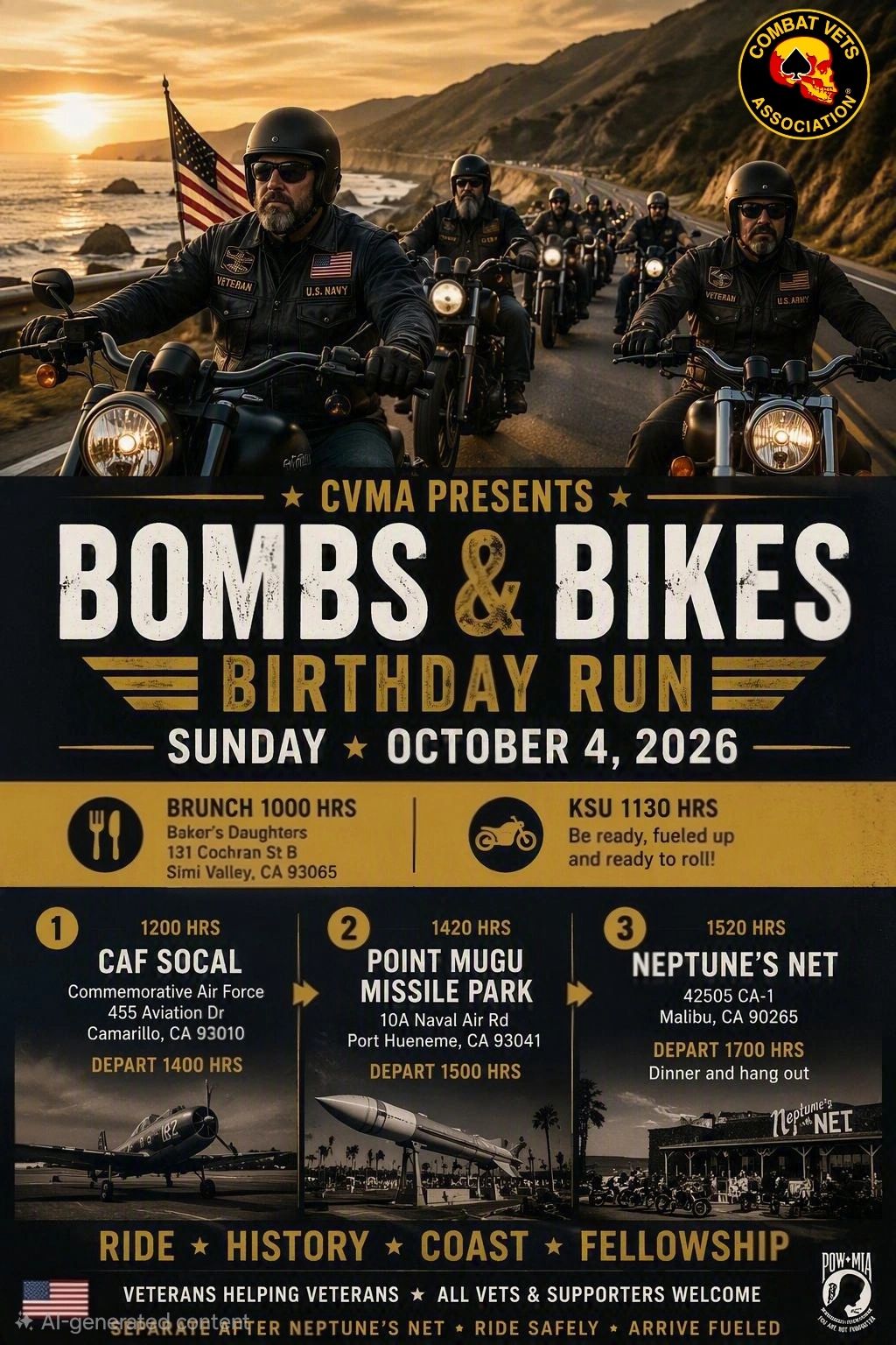 Veteran motorcycle riders event along the coast.