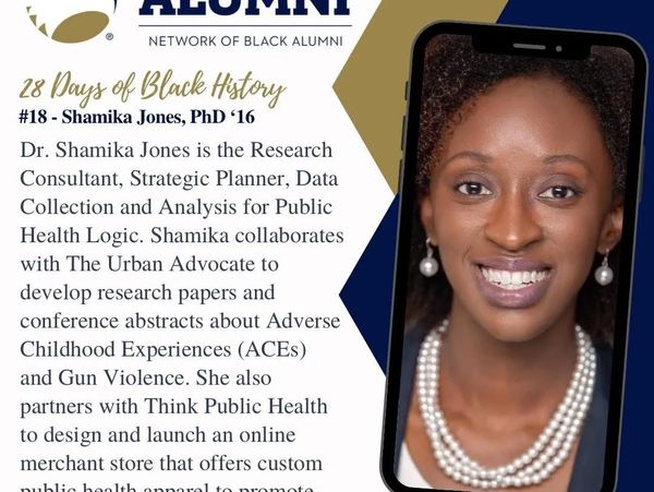 An image from the Network of Black Alumni for 28 Days of Black History recognizing Dr. Shamika.