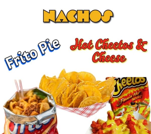 Different types of nachos with toppings.
