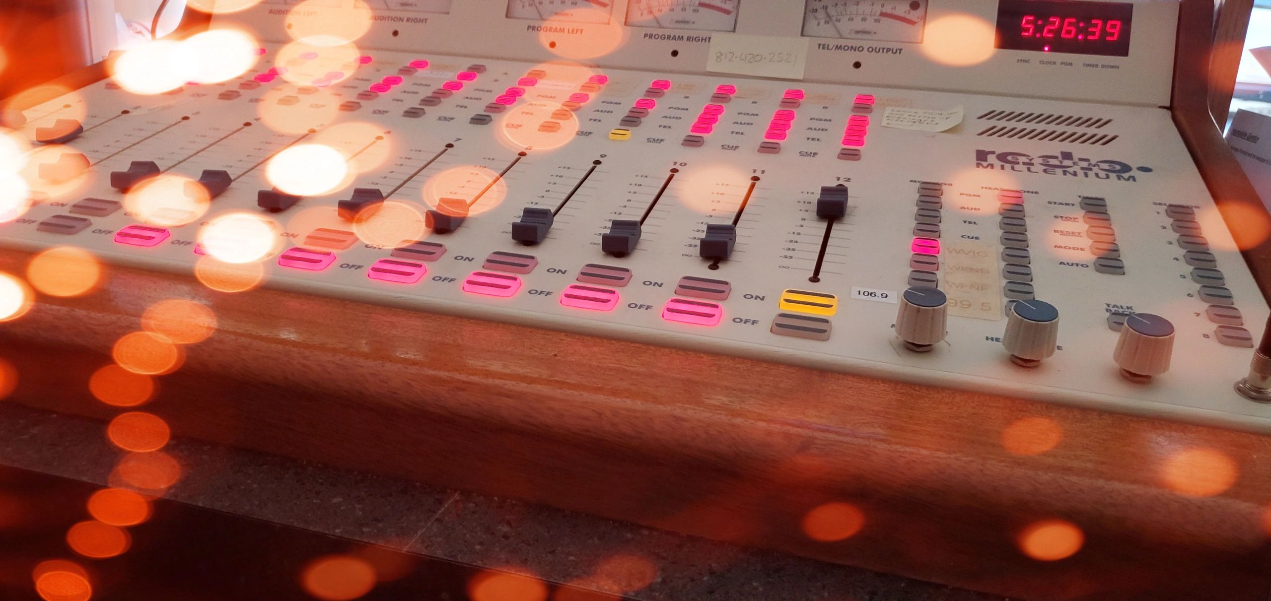 sound board at radio station