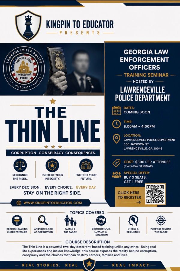 Training seminar for Georgia law enforcement on corruption and integrity.