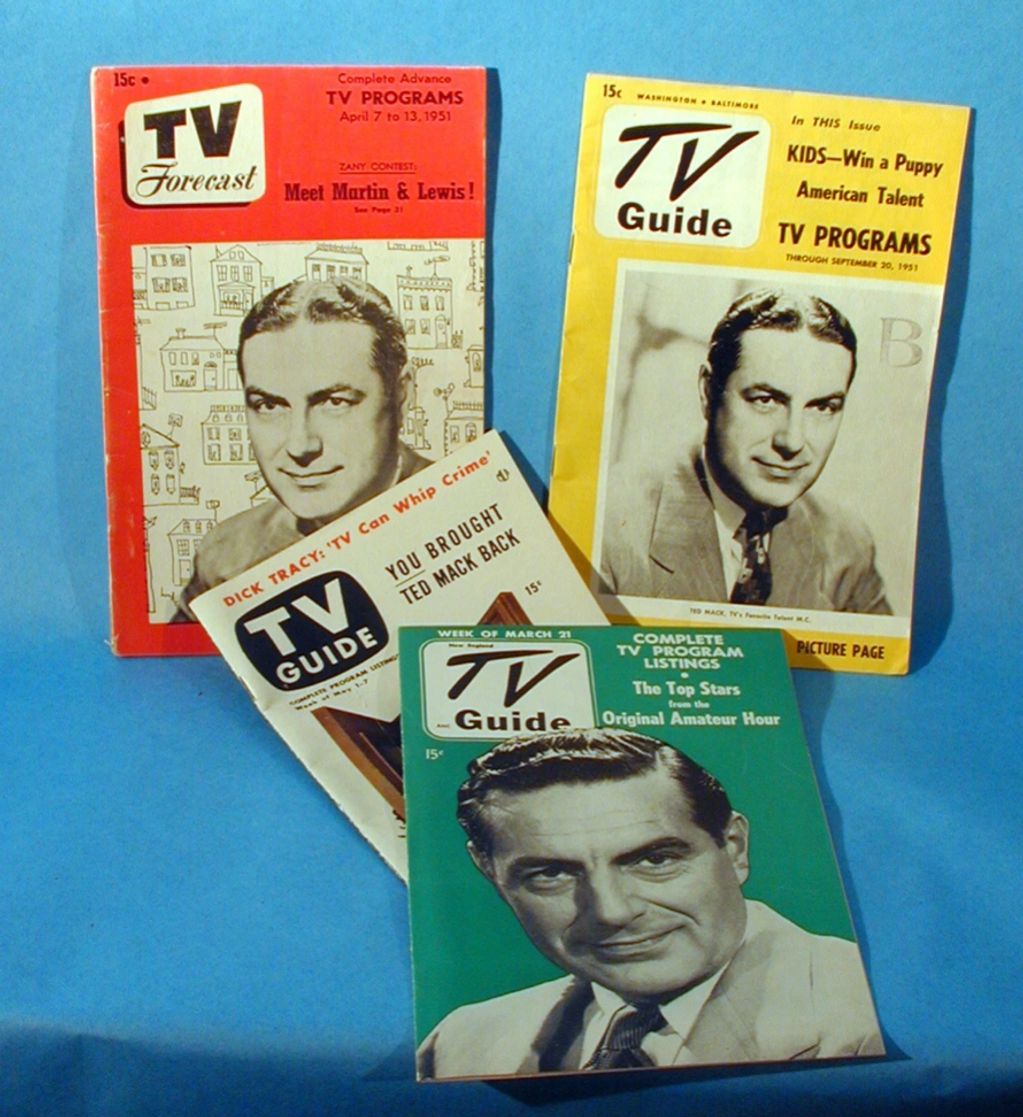 Early 1950’s TV Guide Magazines featuring 
Ted Mack “Amateur Hour” cover stories
