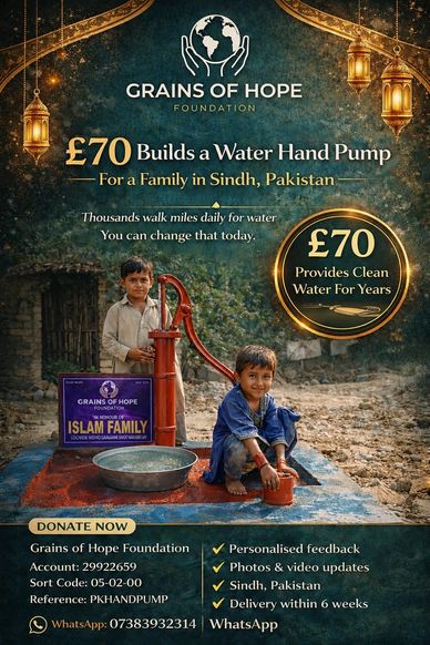 Children at a water hand pump built by Grains of Hope Foundation in Sindh, Pakistan.