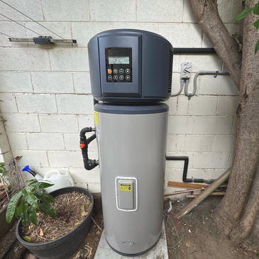 Electric hot water unit outside home