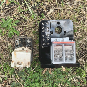 Burnt overhead mains connection box