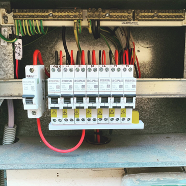 Switchboard with six RCBO safety switches