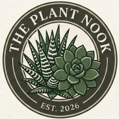Logo of The Plant Nook featuring succulents and aloe plants.