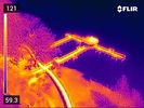 Thermal image showing heated mechanical equipment.