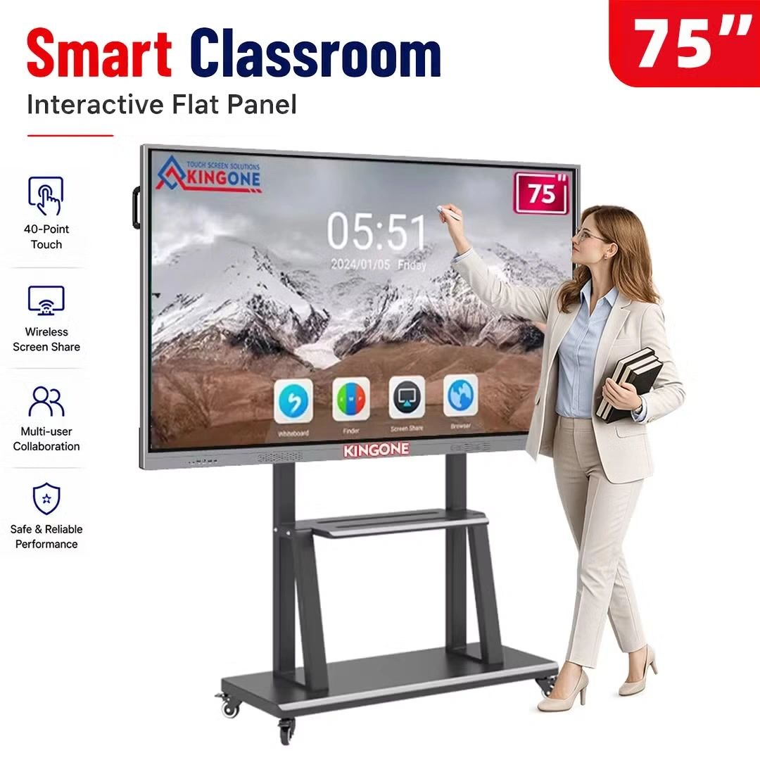 Panel interactivo inteligente para aula de 75 pulgadas.