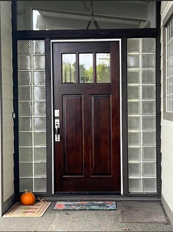 front entry home remodel with new front door.