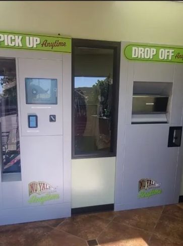 Automated pickup and drop-off kiosks for Nu Yall Yogurt.