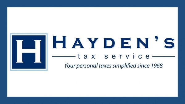 Logo of Hayden's Tax Service with tagline about simplifying personal taxes.
