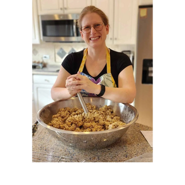 Our owner and baker preparing the Original Recipe Champion Horse Cookies.