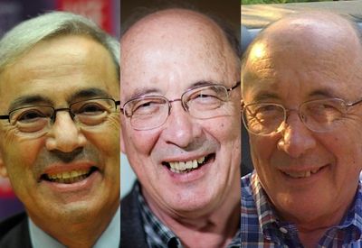        Los tres   ganadores del Nobel de Economía: Pissarides, Diamond y Mortensen.    

