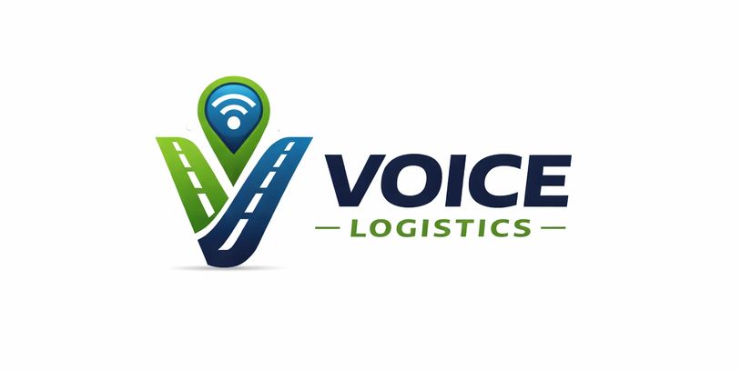 Logo for Voice Logistics featuring a stylized road and wireless signal icon.