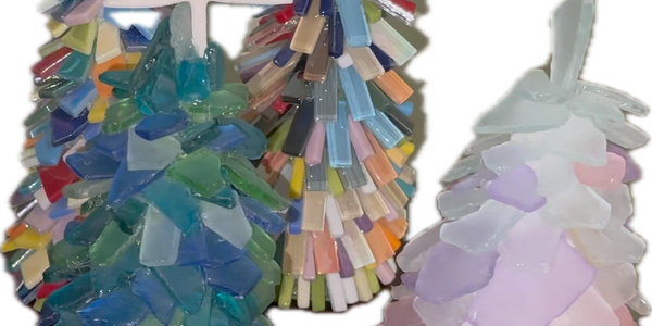 Christmas with a Lowcountry sparkle featuring one of a kind Christmas trees in sea glass and dichroi