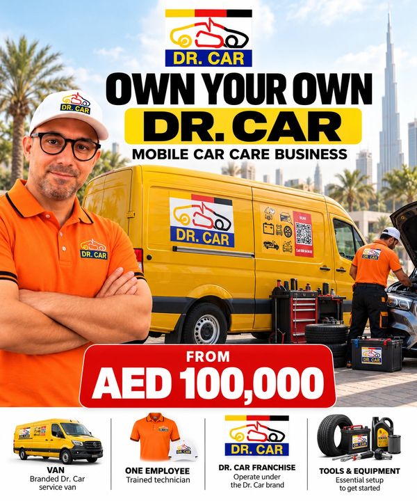 Dr. Car mobile car care franchise opportunity starting at AED 100,000.